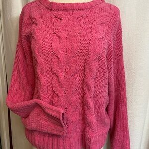 AEO Pink Impossibly Soft Cable Knit Sweater Medium great used condition